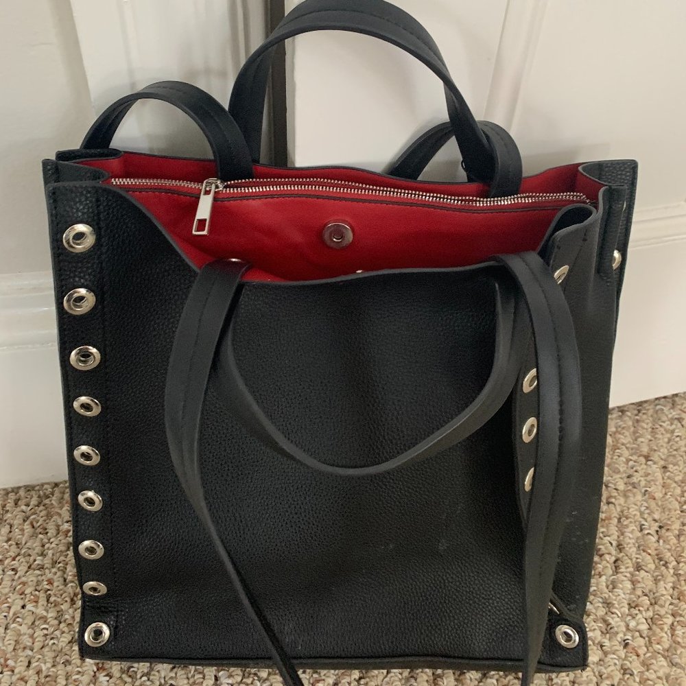 Black leather work bag